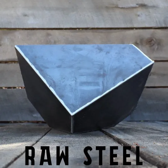 Modern Metal Planter - 25" x 23" x 15" Geometric Faceted Plant Pot - Patio Garden Decor