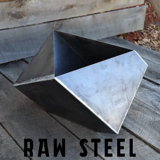 Modern Metal Planter - 25" x 23" x 15" Geometric Faceted Plant Pot - Patio Garden Decor