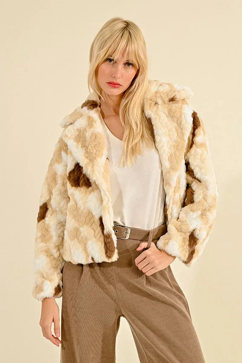 Molly Bracken Short Textured Faux Fur Jacket