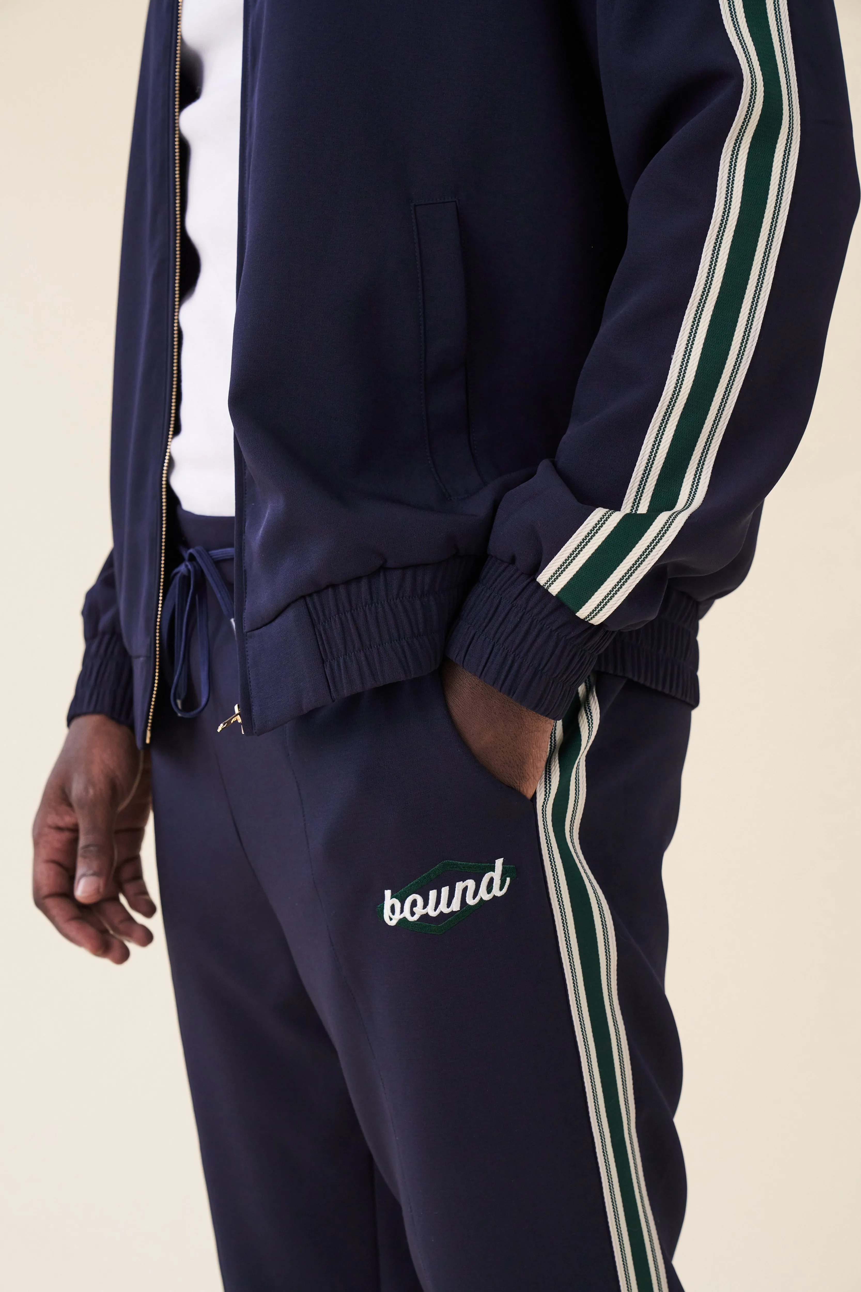 PAULIE NAVY STRIPE TRACKPANTS