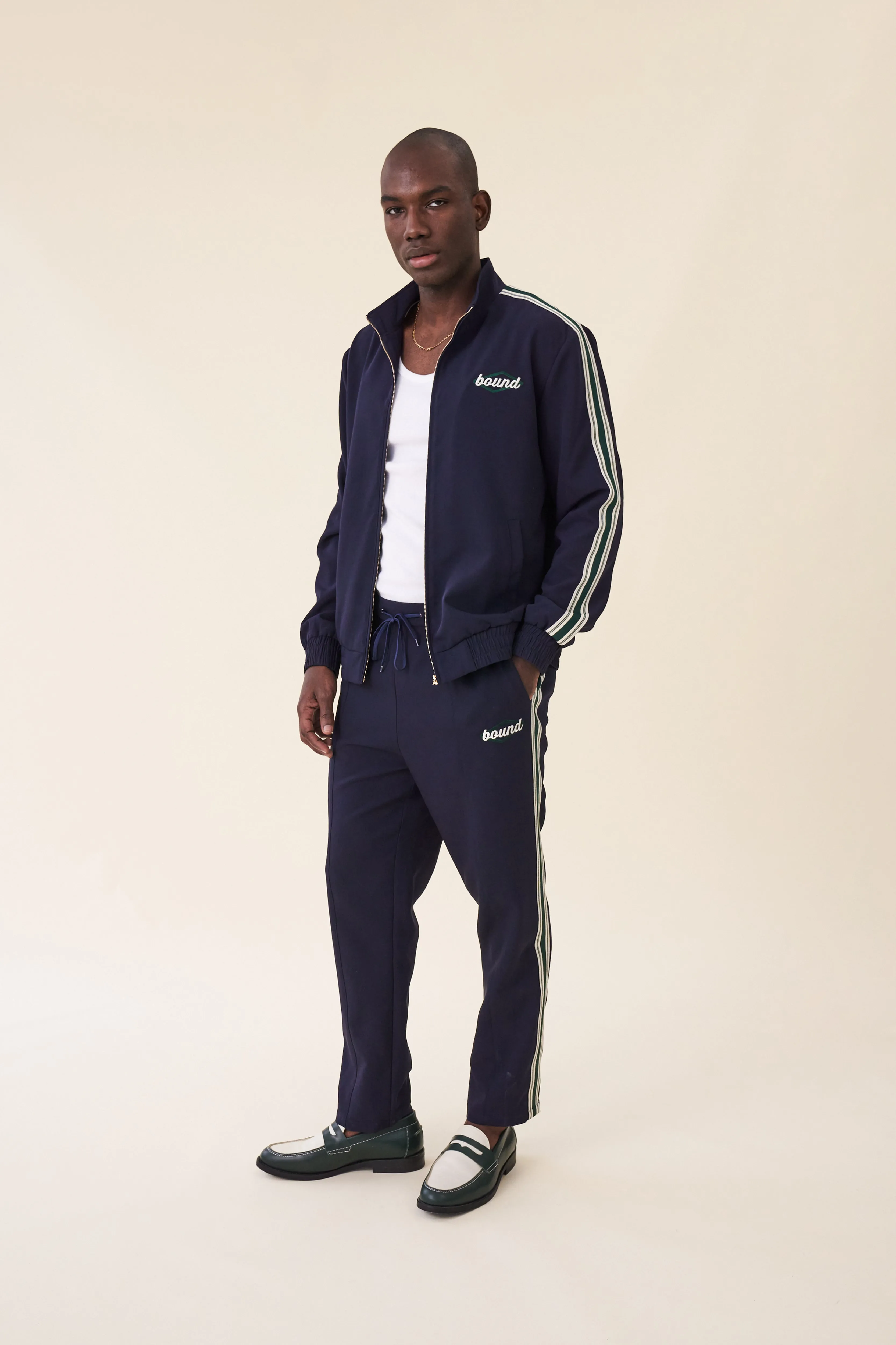 PAULIE NAVY STRIPE TRACKPANTS