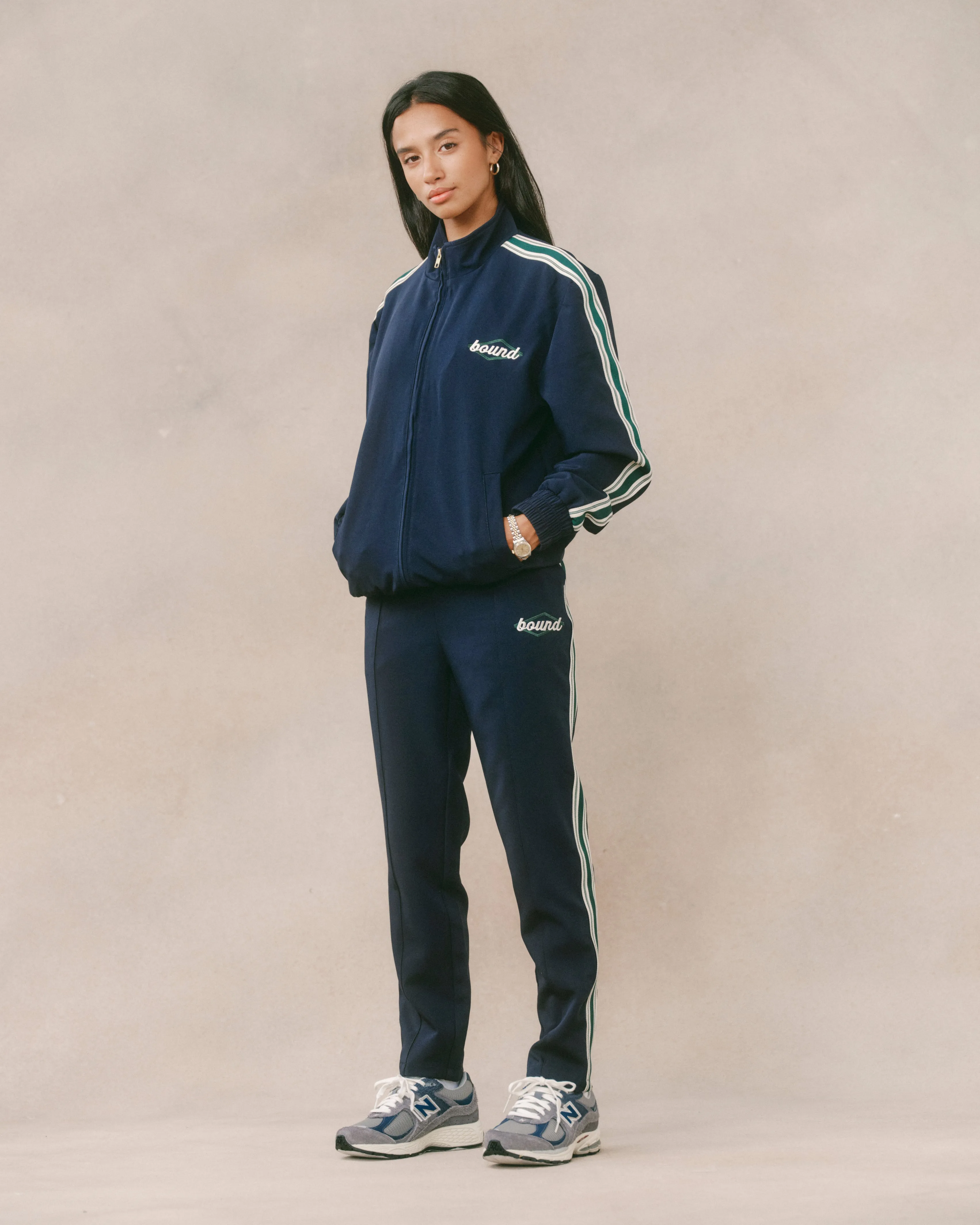 PAULIE NAVY STRIPE TRACKPANTS