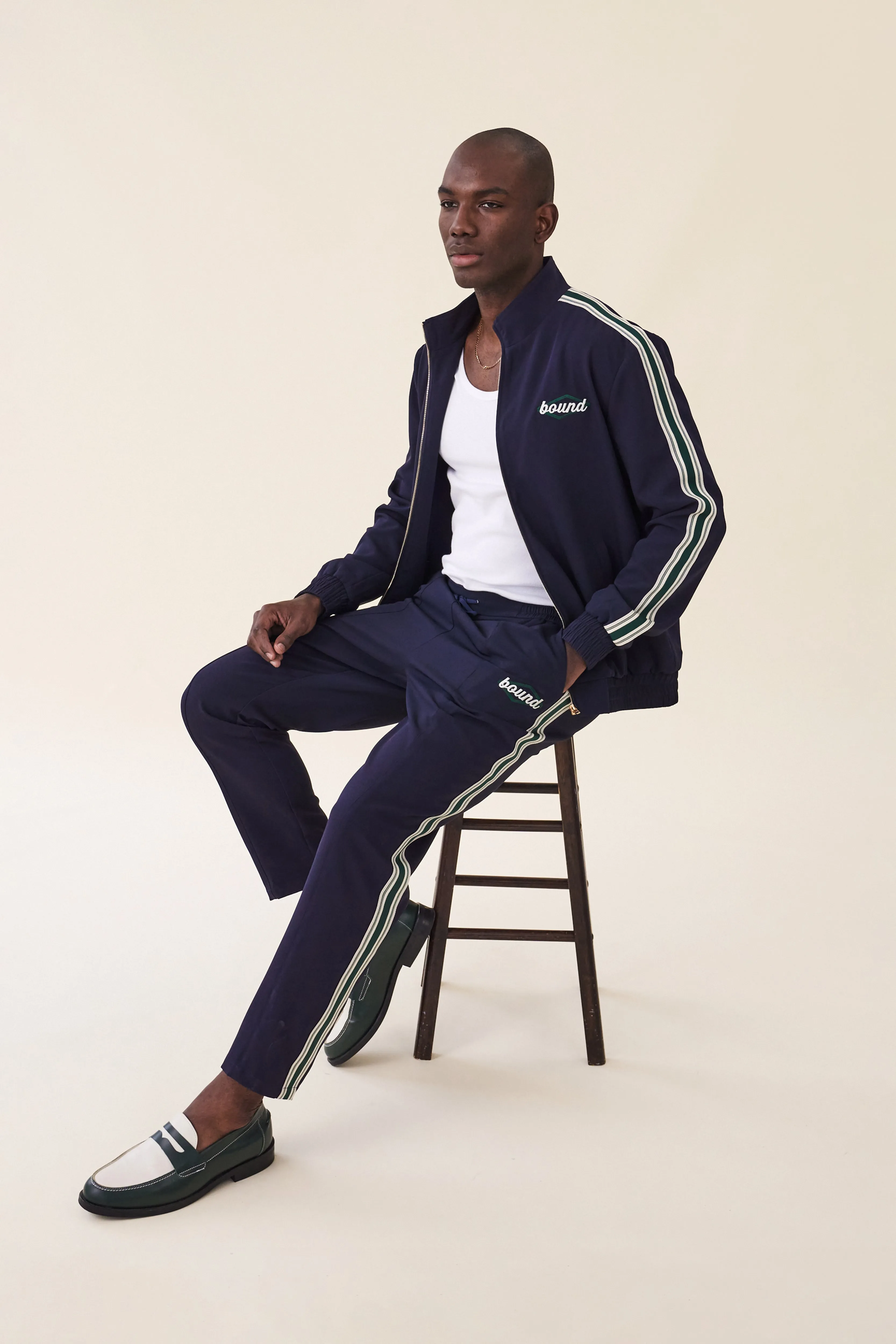 PAULIE NAVY STRIPE TRACKPANTS