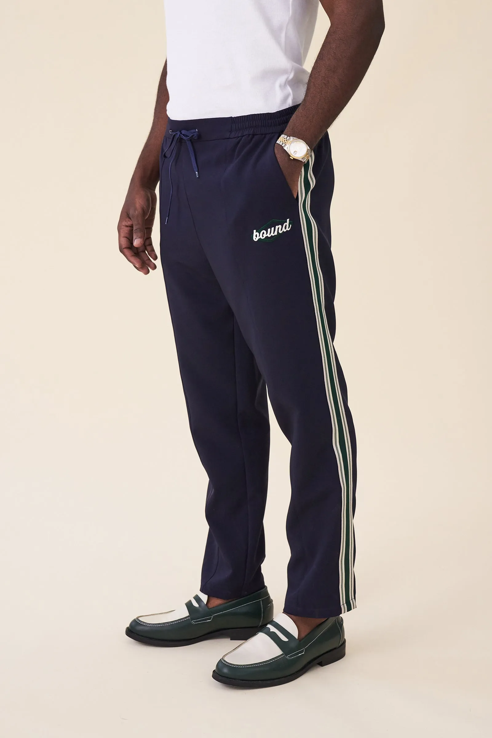 PAULIE NAVY STRIPE TRACKPANTS