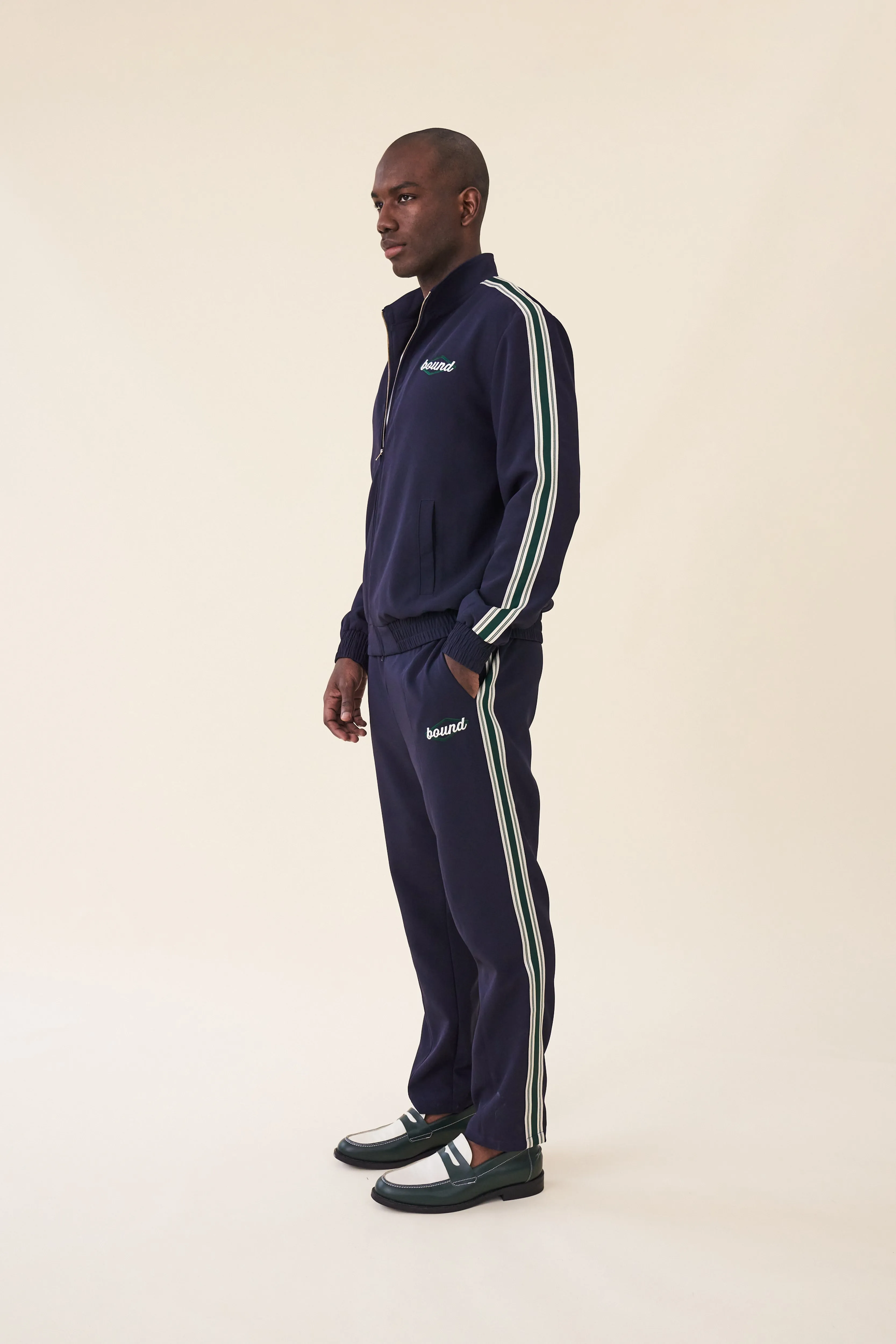 PAULIE NAVY STRIPE TRACKPANTS