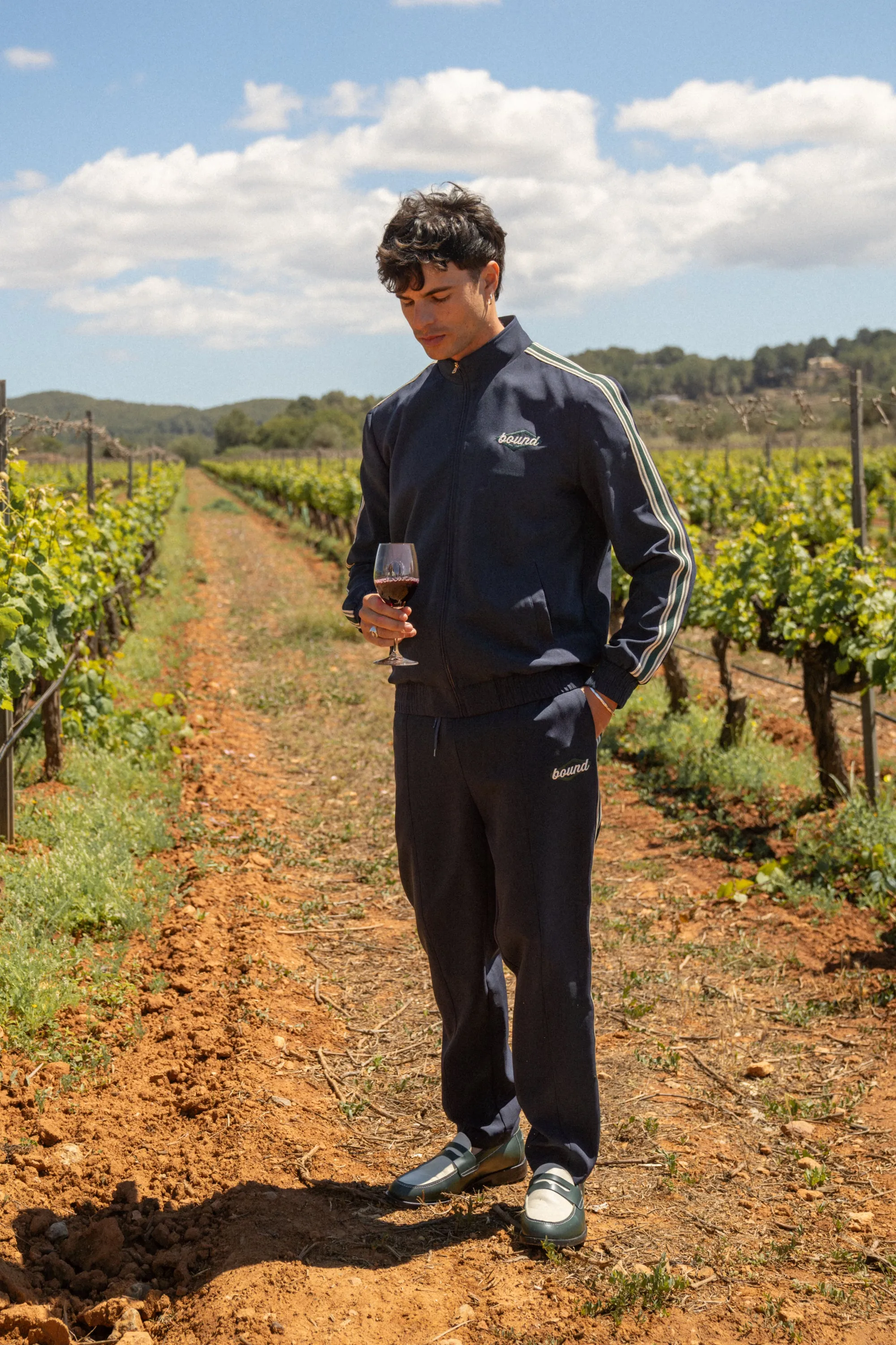 PAULIE NAVY STRIPE TRACKPANTS