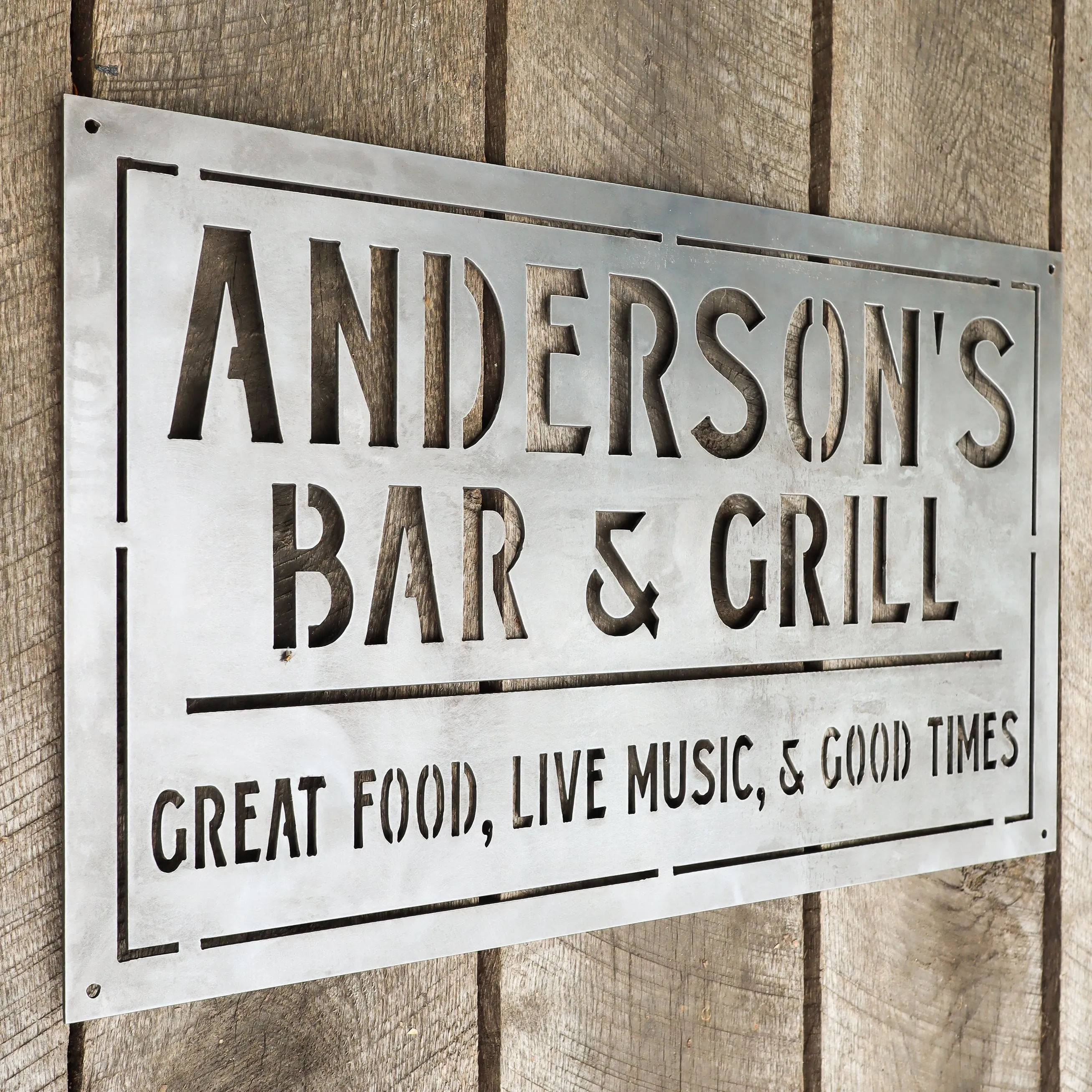 Personalized Metal Family Bar and Grill Sign - Outdoor Last Name Patio Decor - Man Cave, Clubhouse Wall Art