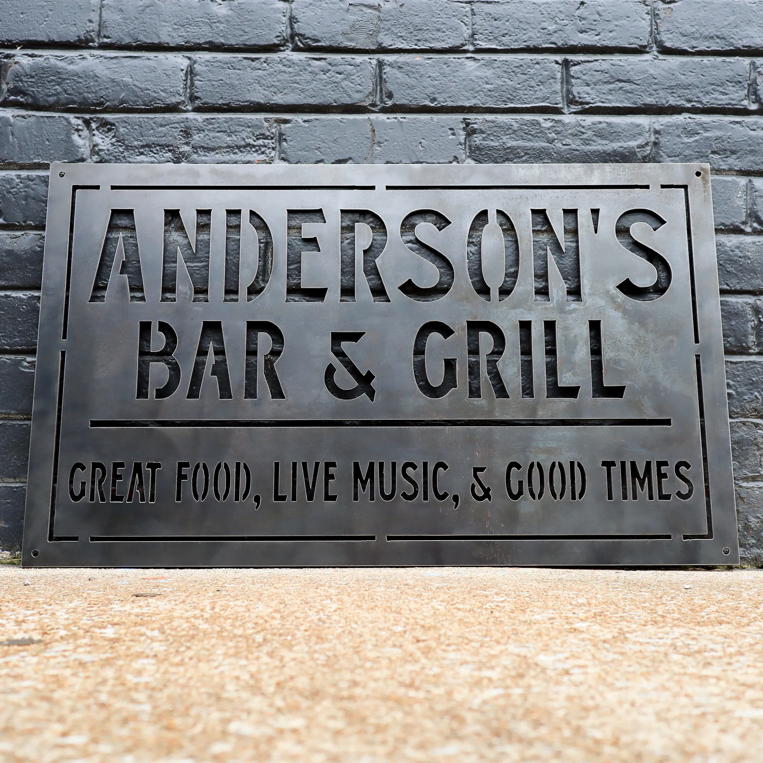 Personalized Metal Family Bar and Grill Sign - Outdoor Last Name Patio Decor - Man Cave, Clubhouse Wall Art