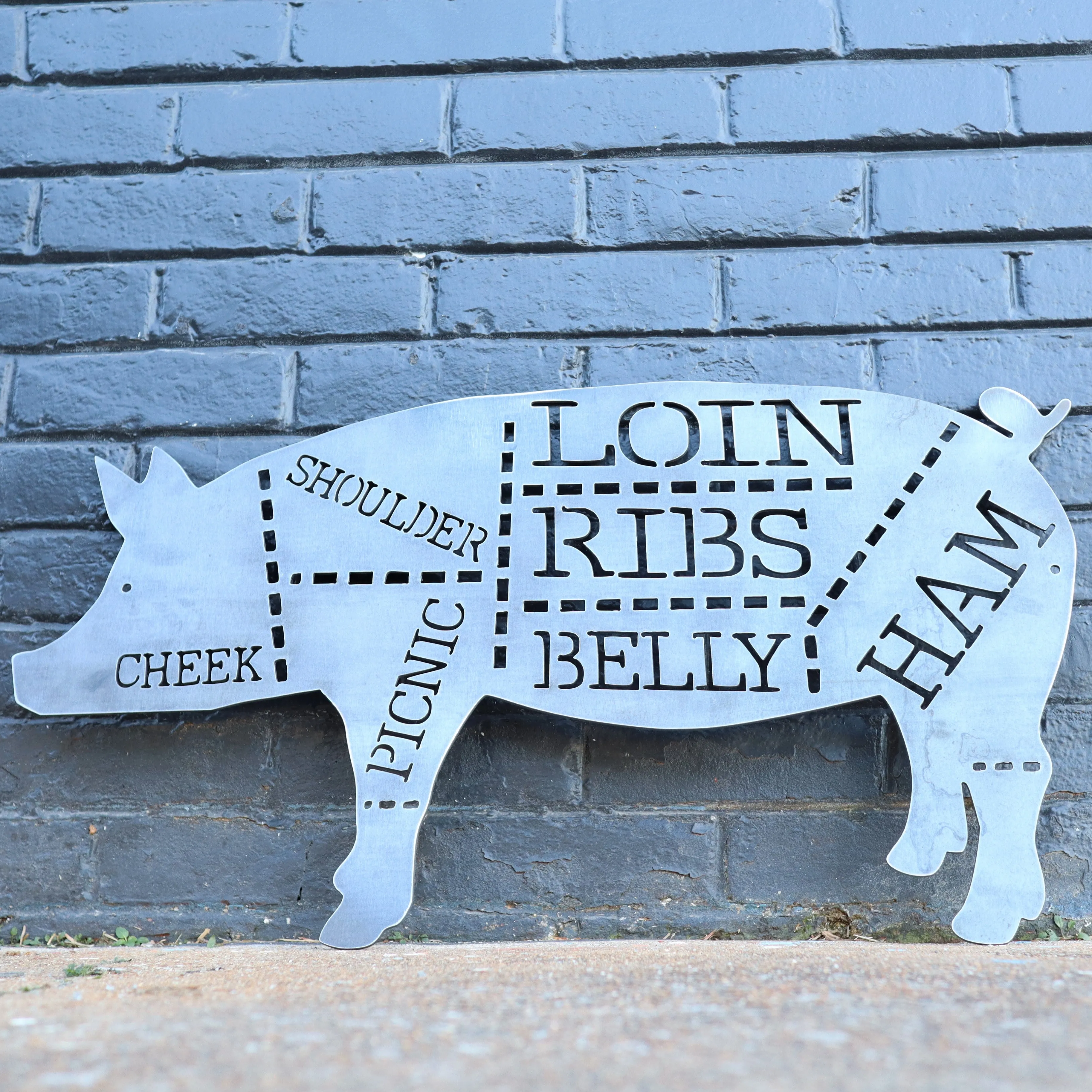 Pork Cuts Sign - Kitchen, Butcher Shop, Barbecue, BBQ, Pig Metal Sign