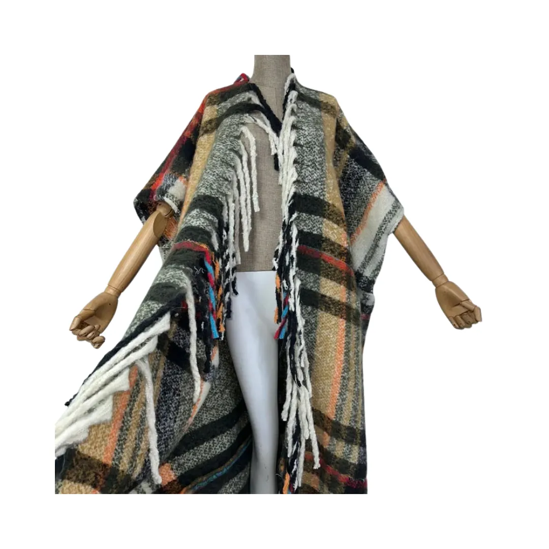 Pre Order:  Plaid Poncho Cardigan  - WINI