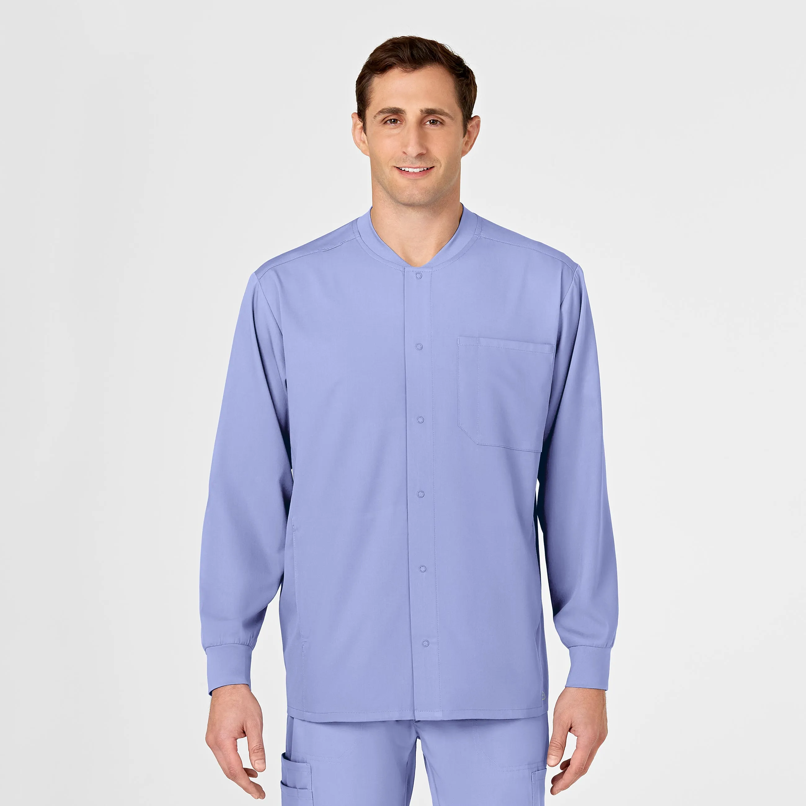 PRO Men's Snap Front Scrub Jacket - Ceil Blue