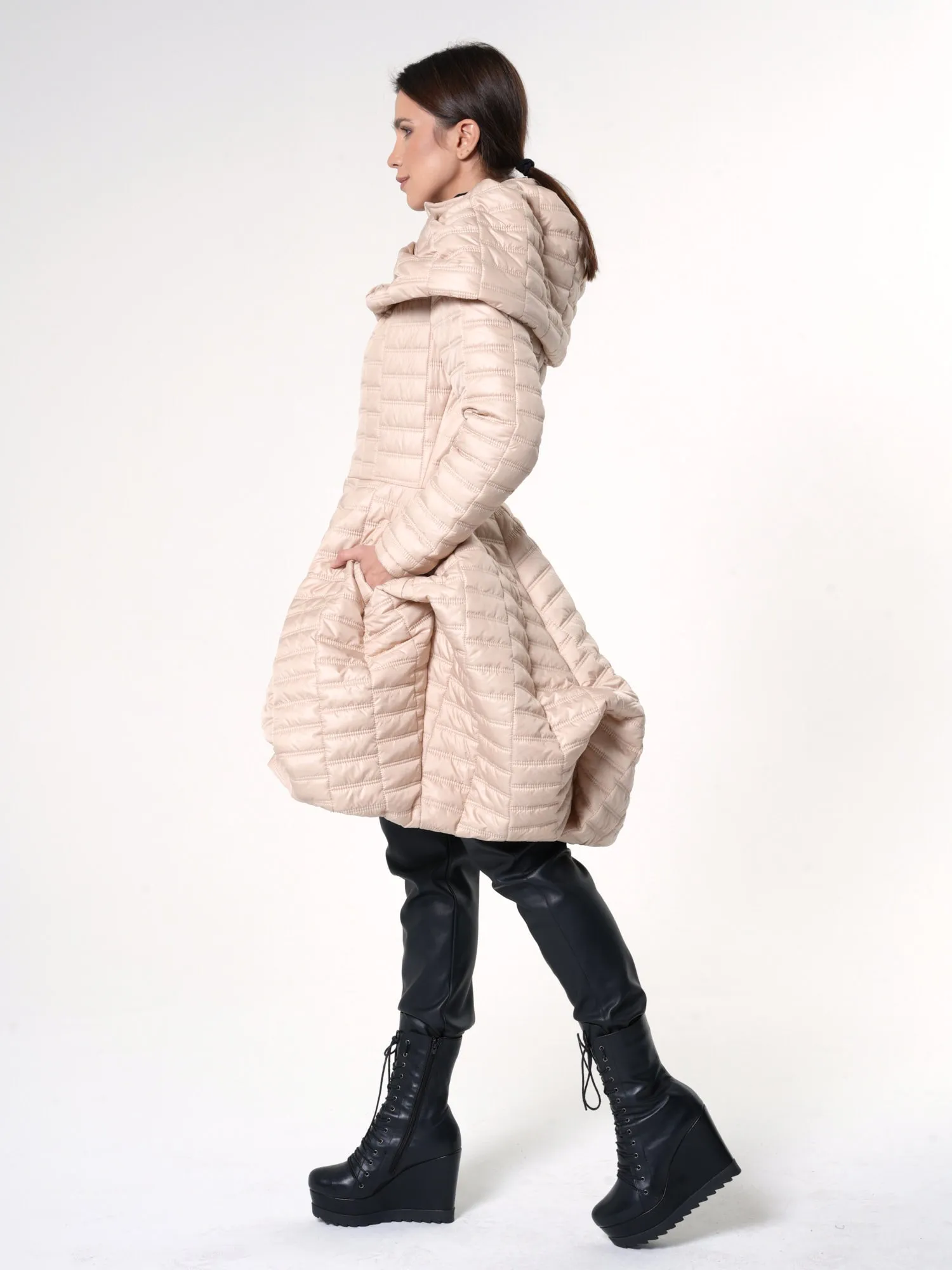 Puffer Coat With Large Collar