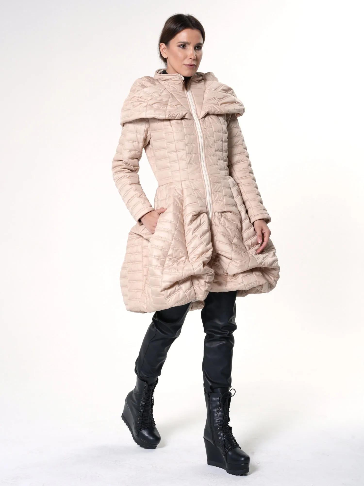 Puffer Coat With Large Collar