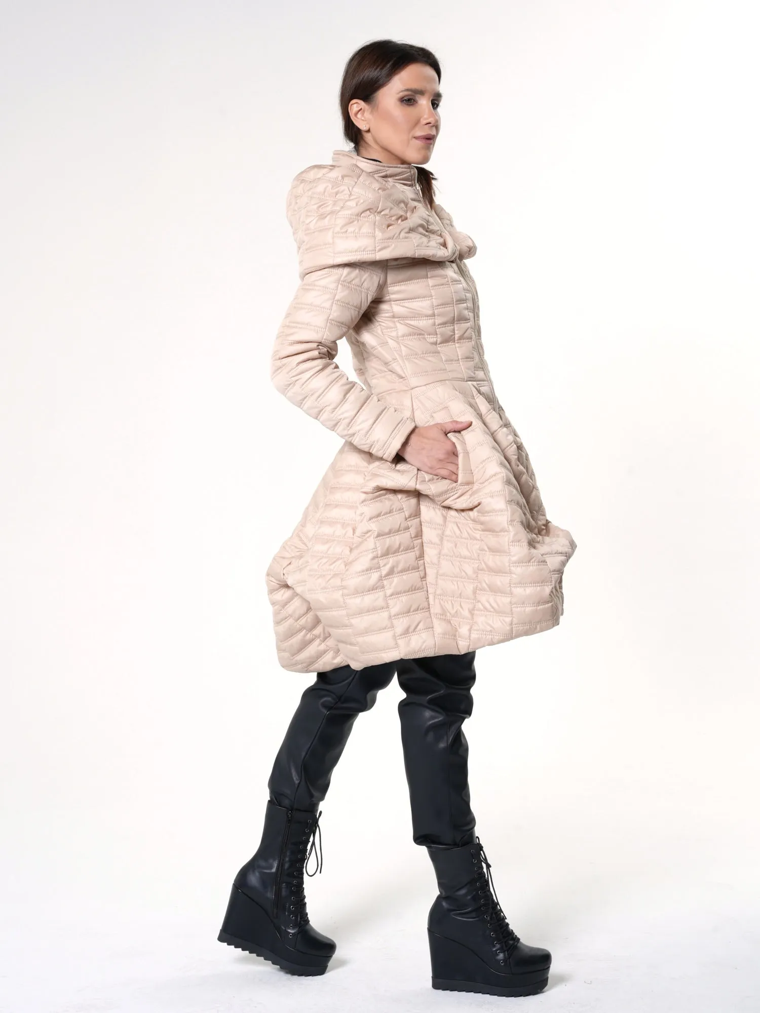 Puffer Coat With Large Collar