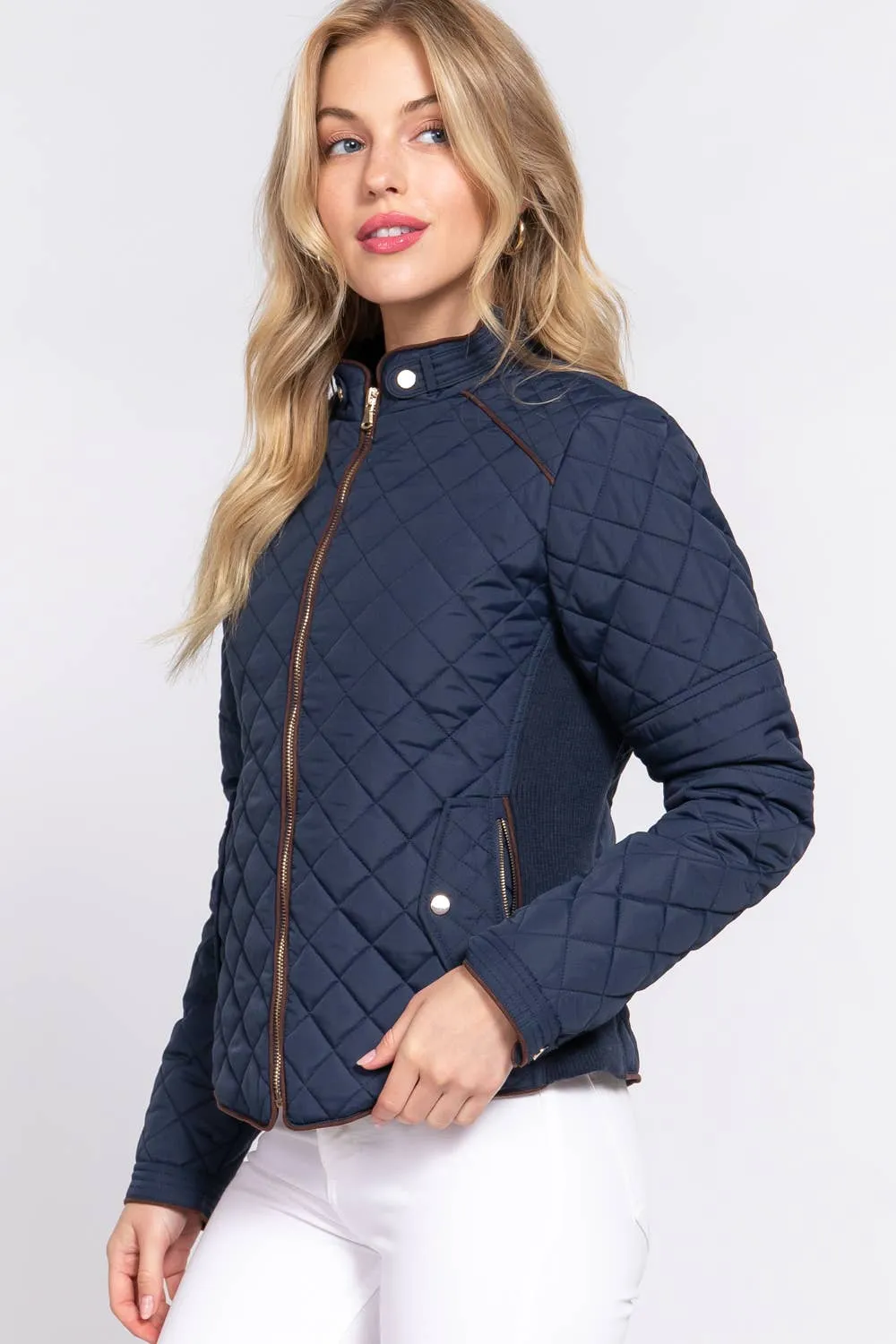 Quilted Jacket-Navy