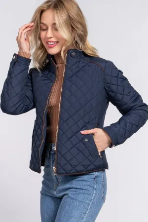 Quilted Jacket-Navy