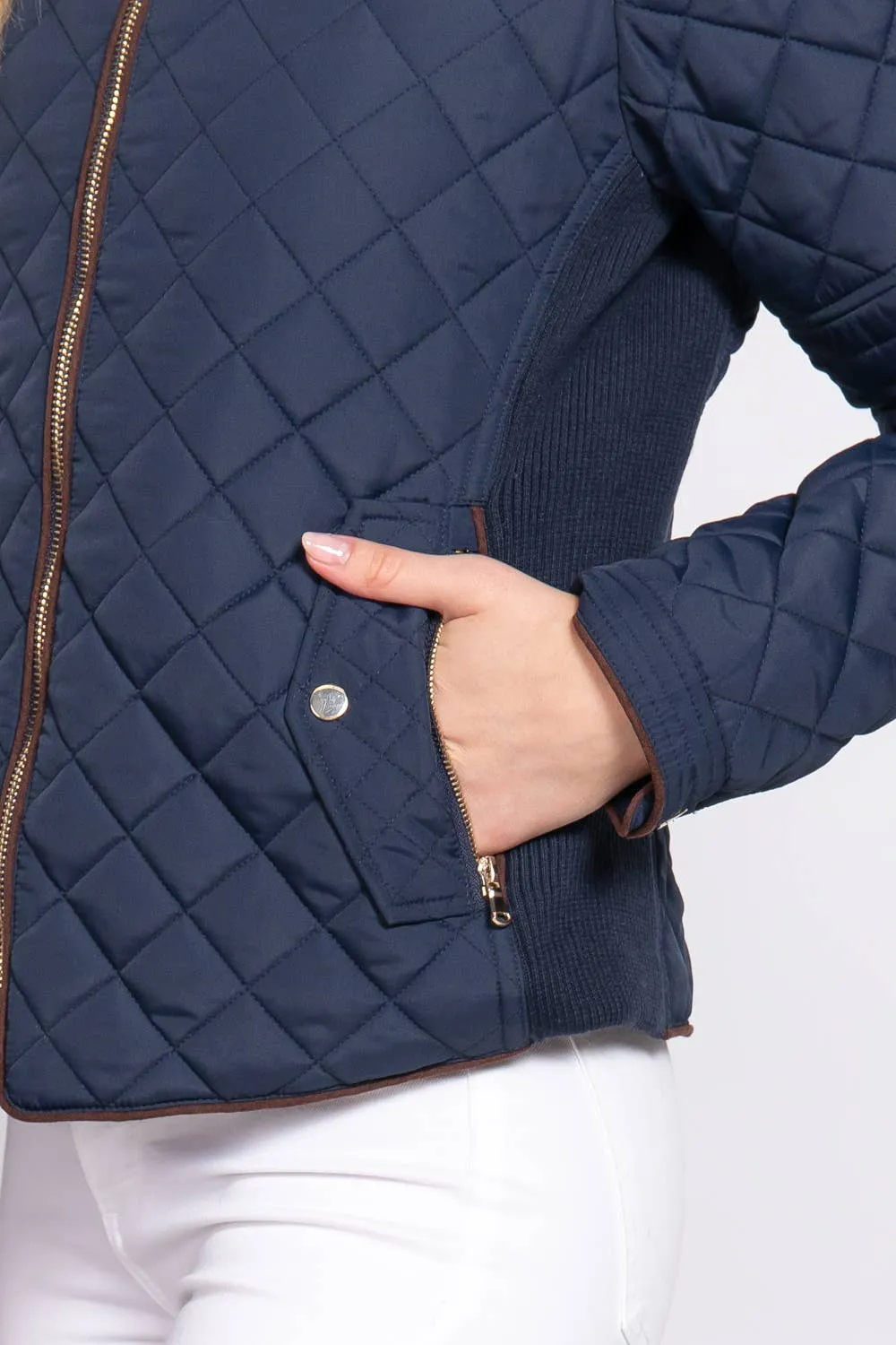 Quilted Jacket-Navy