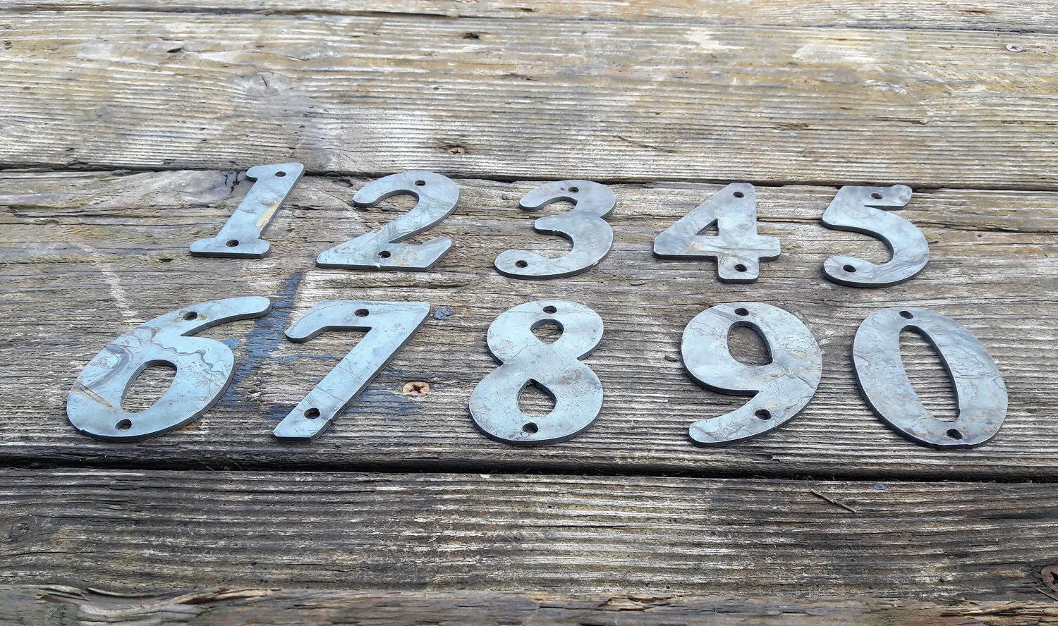 Raw Metal House Address Numbers - Individual Numbers for House or Business