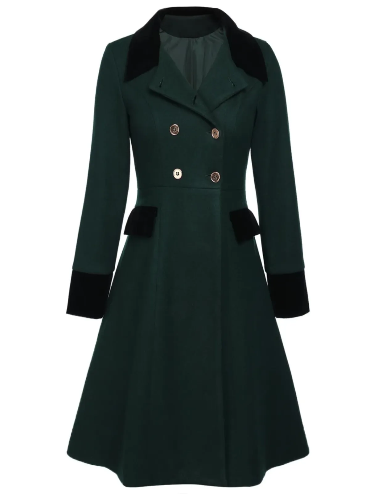 Red 1940s Solid Button Coat