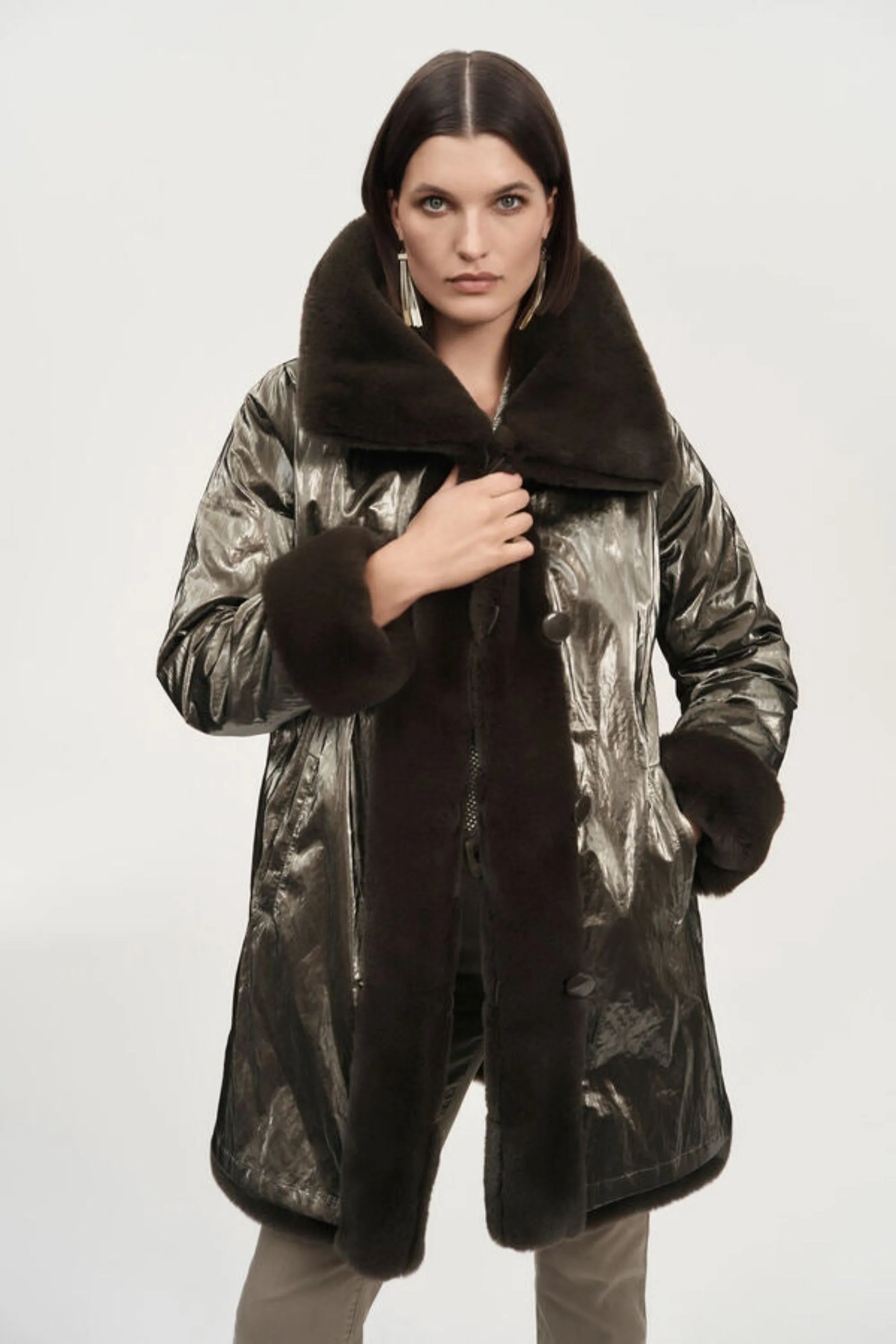 REVERSIBLE FAUX FUR COAT