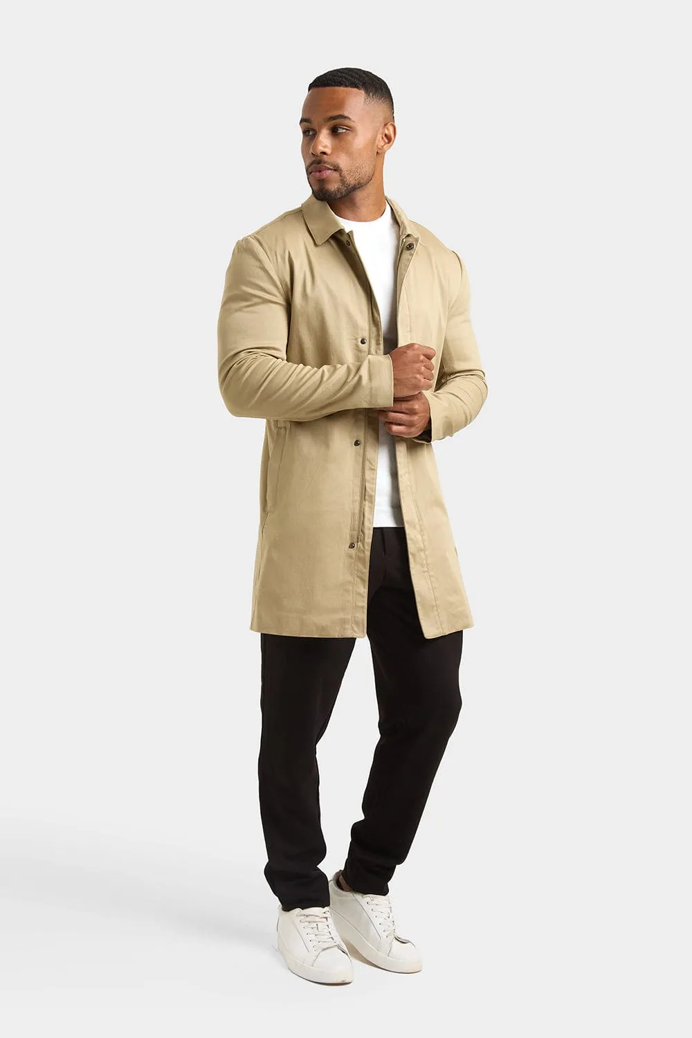 Shower Resistant Collared Coat in Stone