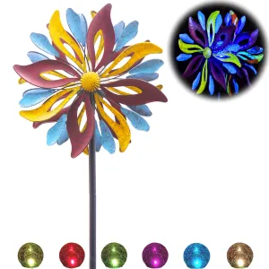 Solar Wind Spinner Venetian 75in Multi-Color Seasonal LED Lighting Solar Powered Glass