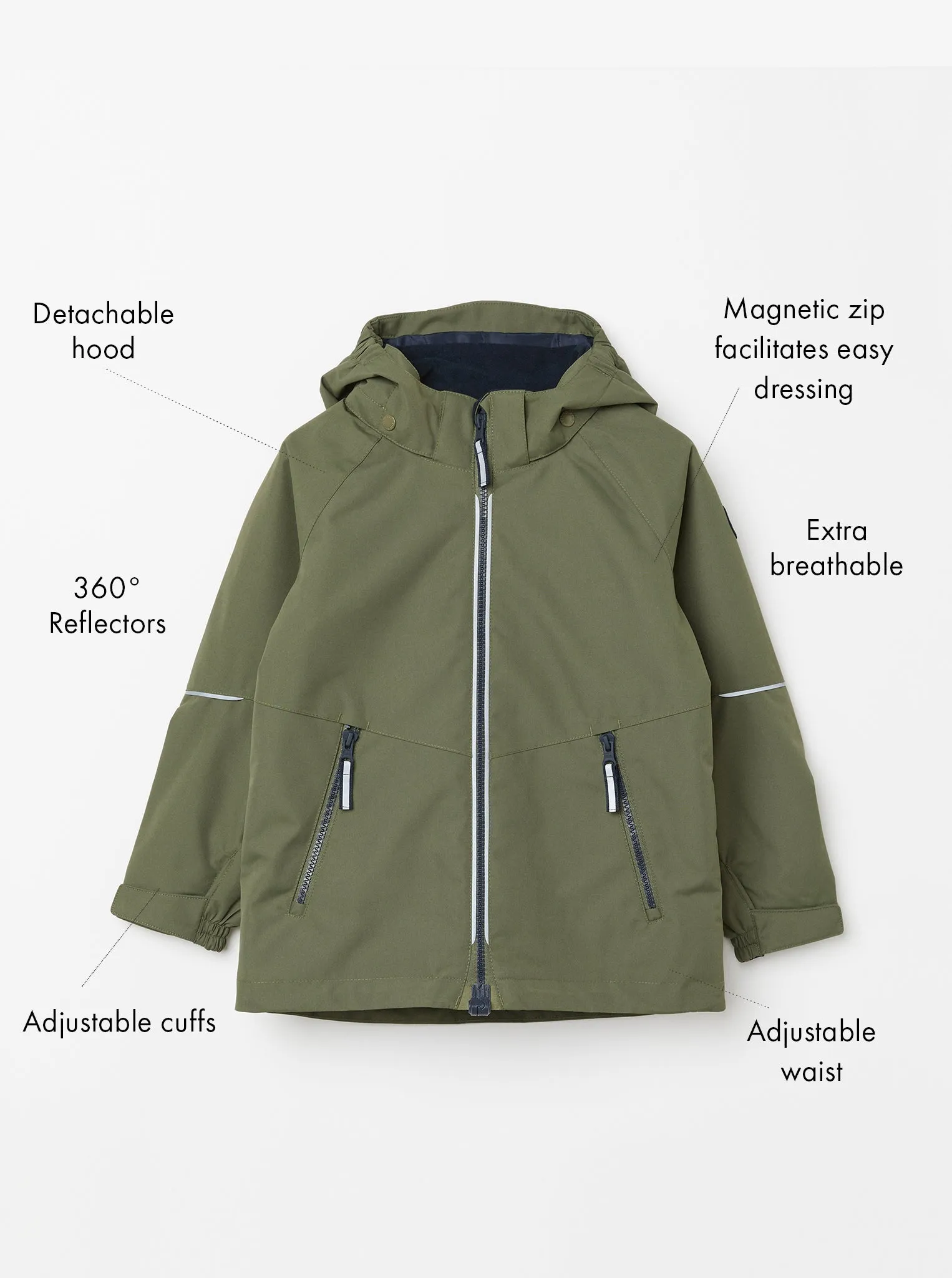 Waterproof Kids Jacket with Magnetic Zip