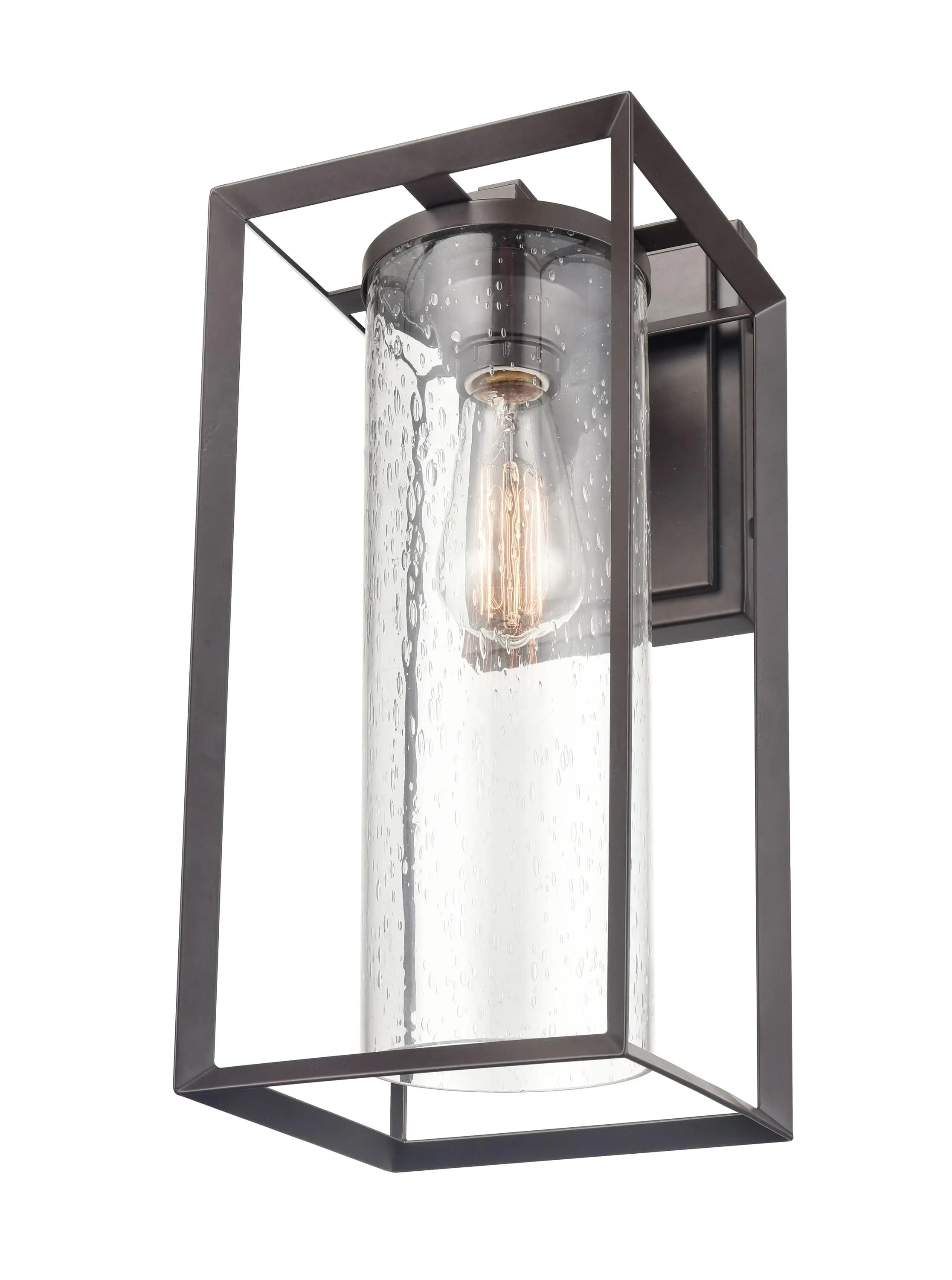 Wheatland Outdoor Wall Sconce - Powder Coat Bronze - Clear Seeded Glass - 8.875in. Extension - E26 Medium Base