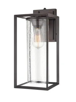 Wheatland Outdoor Wall Sconce - Powder Coat Bronze - Clear Seeded Glass - 8.875in. Extension - E26 Medium Base