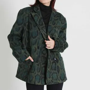 Women winter coat leopard print loose outwear one button short coat