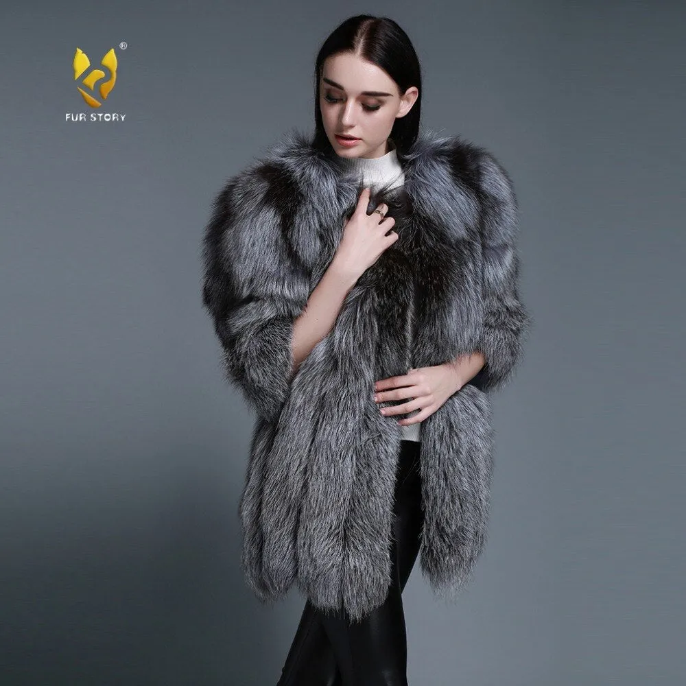 Women's coat Winter Coat Women's Genuine Fox Fur Coat Women  13056