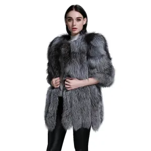 Women's coat Winter Coat Women's Genuine Fox Fur Coat Women  13056