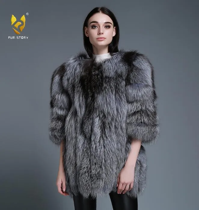 Women's coat Winter Coat Women's Genuine Fox Fur Coat Women  13056