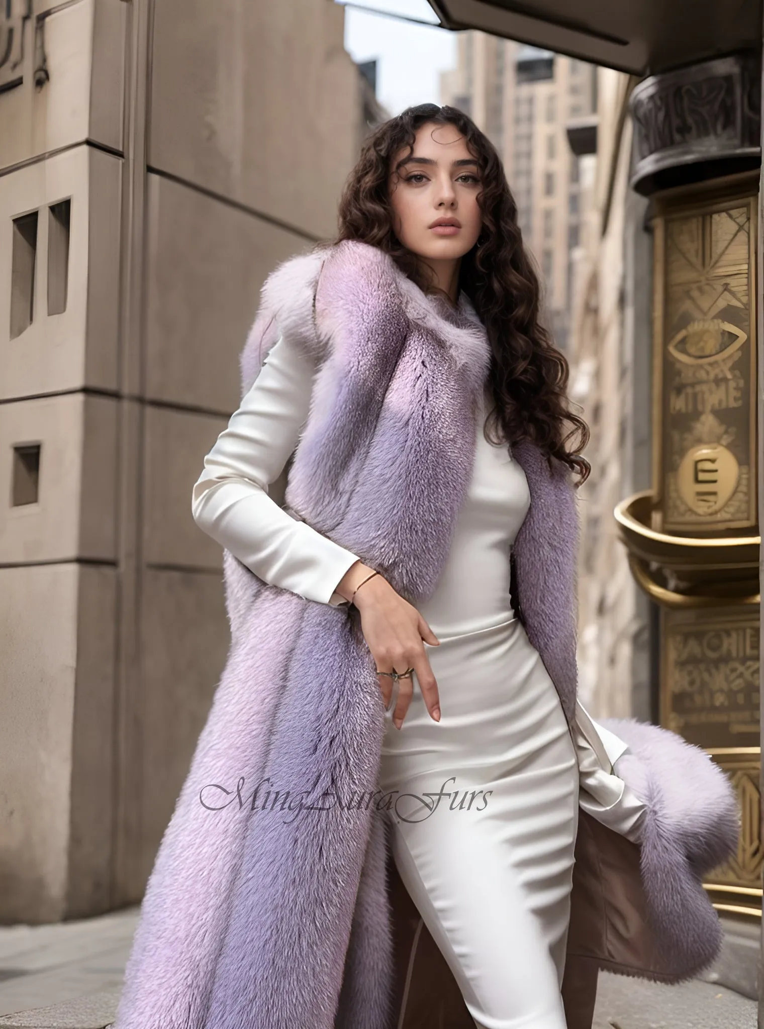 Women's Real Purple Fox Fur Vest - Blue Fox - G0021