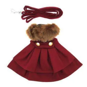 Wool Fur-Trimmed Harness Coat - Burgundy